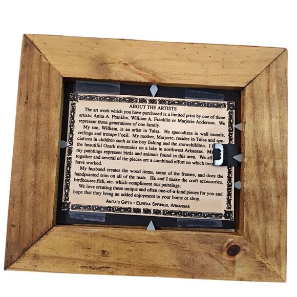 Wood Framed Cat Lovers Art Rustic Primitive Country Farmhouse - Picture 2 of 2